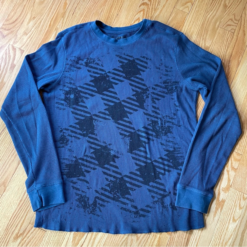 Machine Men’s Blue Long Sleeve Graphic Thermal Shirt, Large
